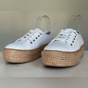 Sun + Stone Indigo White Espadrille Lace Up Sneakers Women's Size 7 M